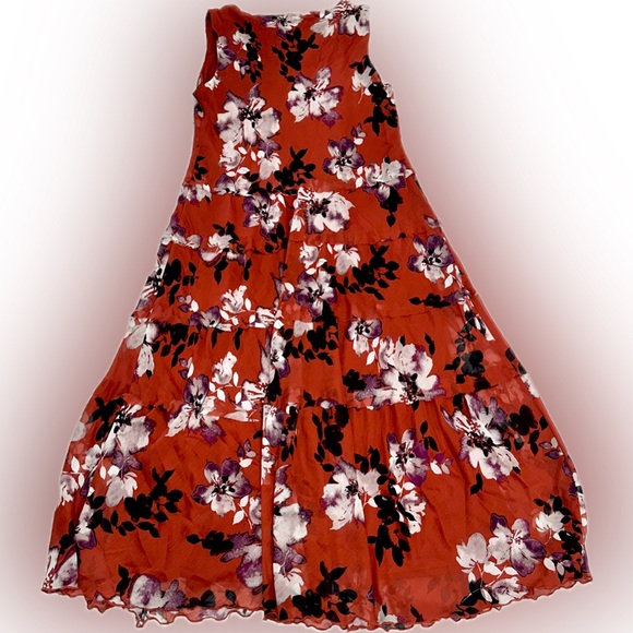 Simply Vera Vera Wang Women’s Floral Maxi Dress Sleeveless Rust Red Size L - Picture 3 of 6